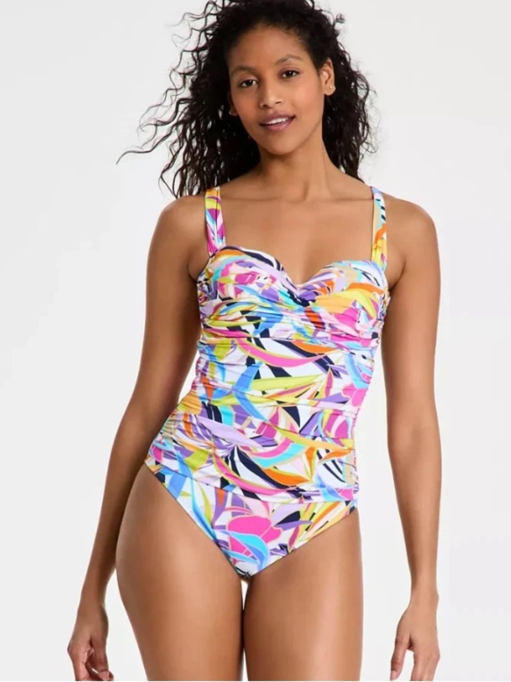 Bleu by Rod Beattie Women's Ruched One-Piece Swimsuit Multi Size 18W